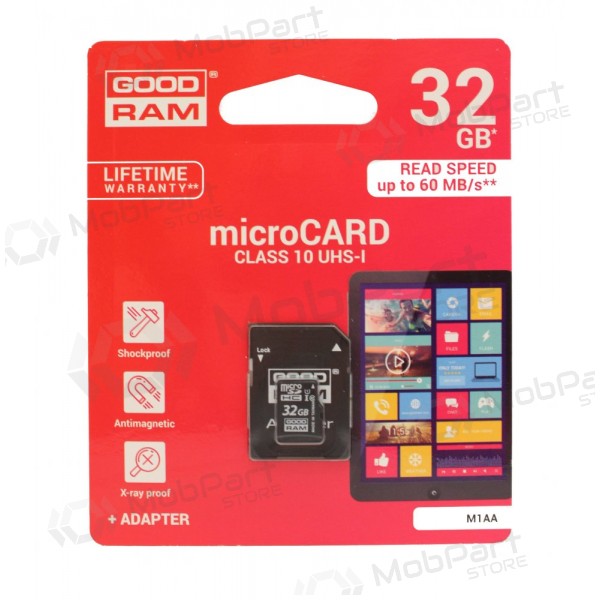 Geheugenkaart GOODRAM MicroSD 32GB (class 10) + SD-adapter