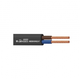 Flexibele kabel Lietkabelis OMYp 2x0.5 mm² koperen PVC CPR Eca 300 V 100 m rol.