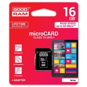 Geheugenkaart GOODRAM MicroSD 16GB (klasse 10) + SD-adapter