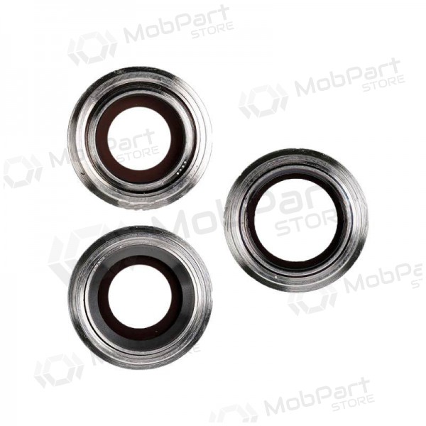 Apple iPhone 11 Pro / 11 Pro Max cameraglas (3 stuks) (zilver) (met frame)