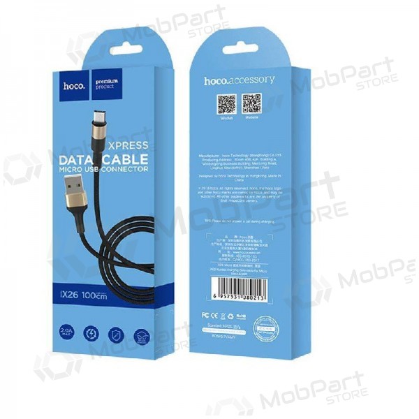 USB kabel HOCO X26 Xpress micro-USB 1.0m (zwart / goud)