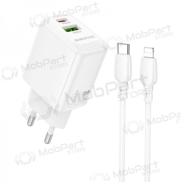 Lader Borofone BN29 30W USB-C/USB-A + USB-C to Lightning cable 1.0m wit