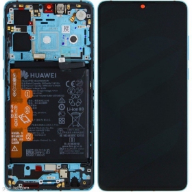 Huawei P30 scherm - new version 2021 - Aurora - su rėmeliu ir baterija - service pack - originalus