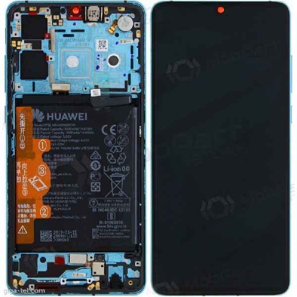 Huawei P30 scherm - new version 2021 - Aurora - su rėmeliu ir baterija - service pack - originalus