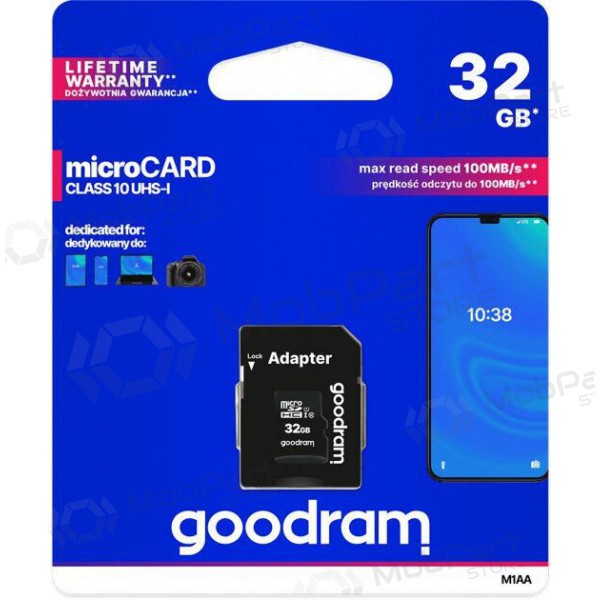 Geheugenkaart GOODRAM MicroSD 32GB (class10 UHS-I) + SD-adapter