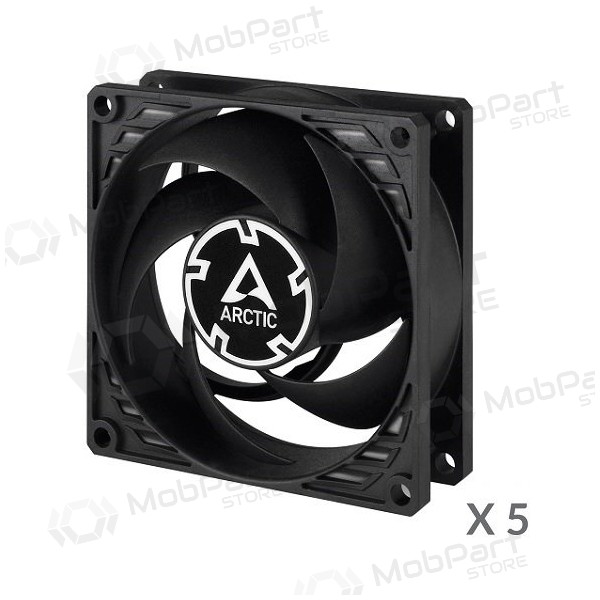 ARCTIC P8 Silent ultrastype behuizingventilatoren, 3-pins, 80mm, zwart, 5 stuks.