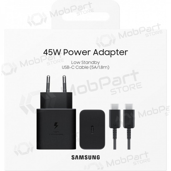 Lader Samsung EP-T4511XBEGEU 45W + USB-C to USB-C kabel zwart