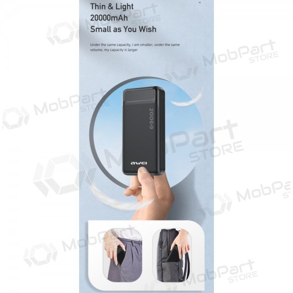 Powerbank Awei P6K 5V/2.1A 20000mAh zwart