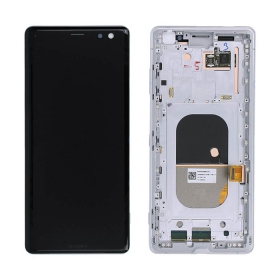 Sony Xperia XZ3 H8416 / H9436 scherm (wit) (met frame) (gebruikt, grade A, origineel)