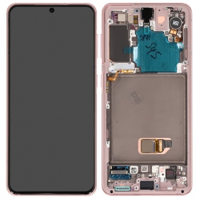 Samsung Galaxy S21 5G display (roze) (met frame) (origineel)