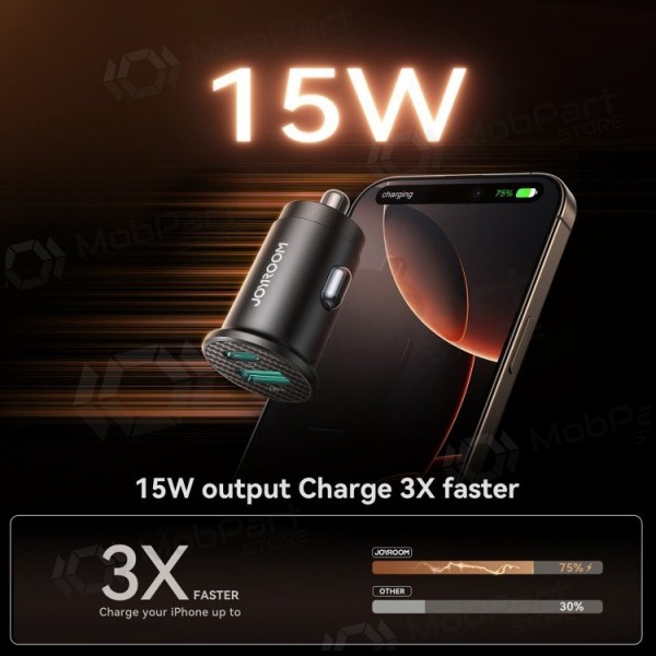 Autolader Joyroom JR-CCN16 USB-A/USB-C 15W zwart