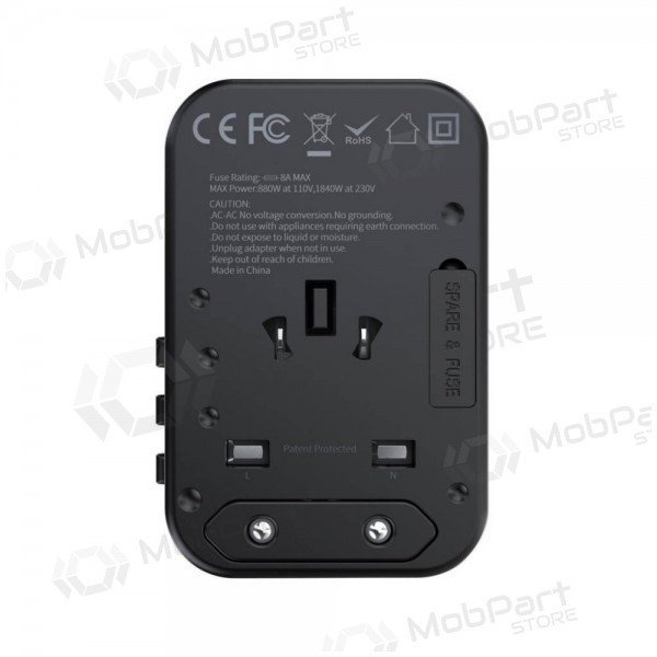 Universeel kelioninis lader Choetech PD5009 65W 2xUSB-C/USB-A zwart