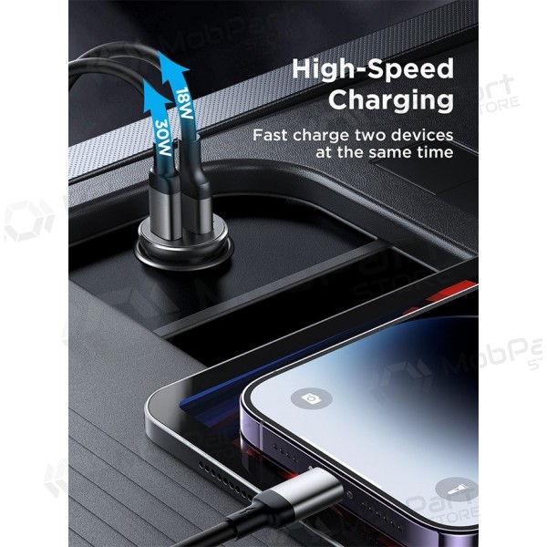 Lader automobilinis Joyroom CCN05 USB-C/USB-A 30W zwart