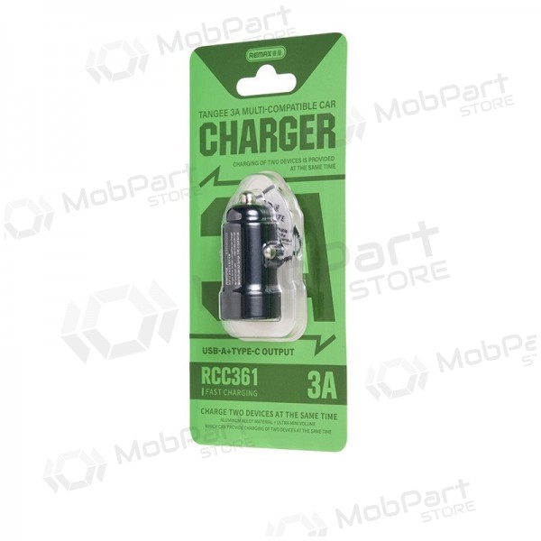 Autolader Remax RCC361 15W USB-C/USB-A zwart