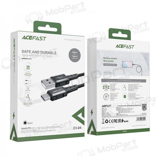 USB kabel Acefast C1-04 USB-A to USB-C 1.2m zwart
