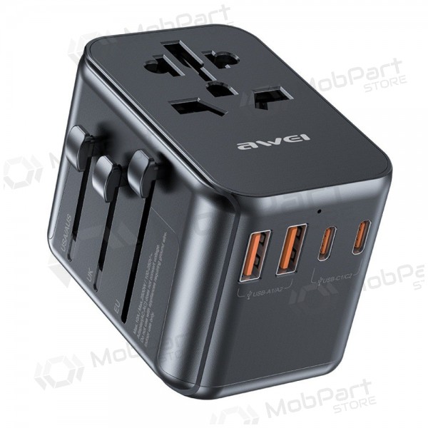 Universeel kelioninis lader Awei C-39 GaN 35W 2xUSB-A/3xUSB-C zwart