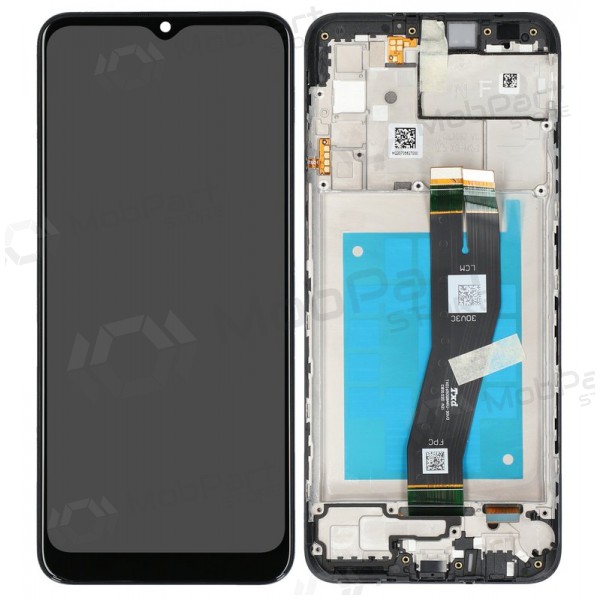 Samsung Galaxy A02s scherm (zwart) (met frame) (origineel)