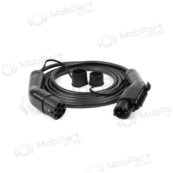 - Elektromobilio įkrovimo kabelis Type 1 (Female) - Type 2 (Male), 32A, 7.2kW, 1-fazė, 5m