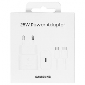 Lader origineel Samsung EP-T2510XWEGEU 25W + USB-C kabel in het pakket wit