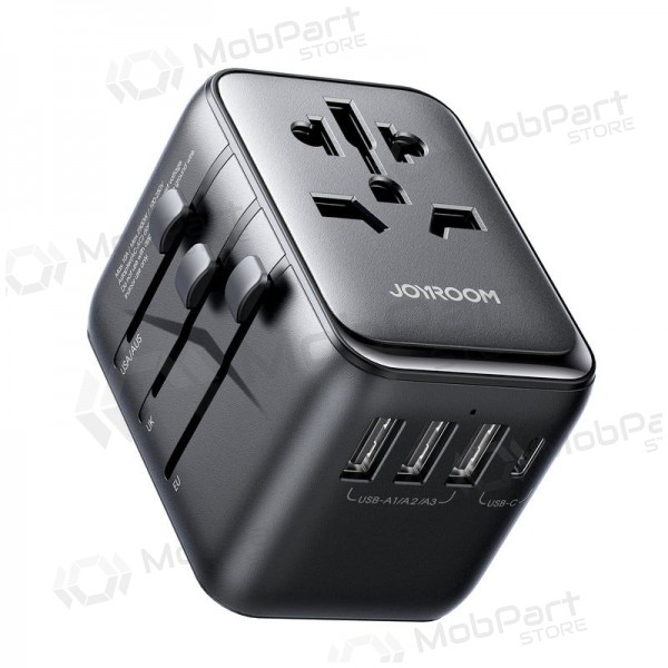 Universeel kelioninis lader Joyroom JR-TCW01 3xUSB-A/USB-C zwart