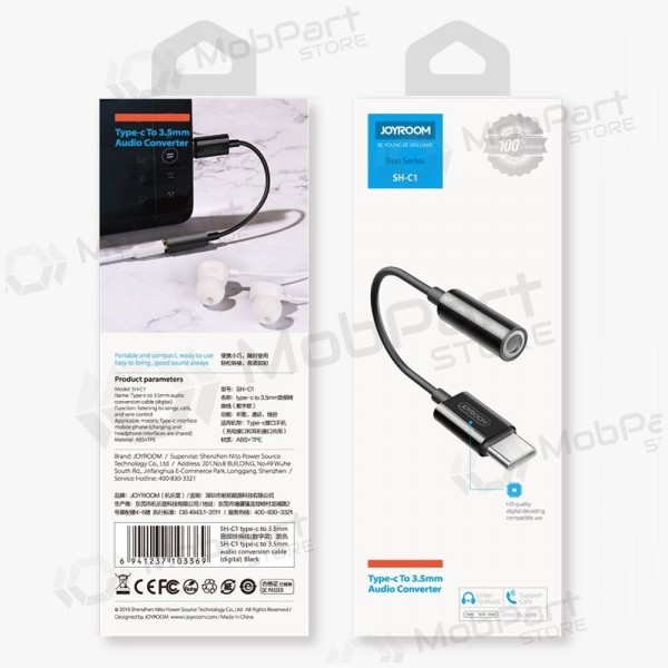 Audio adapter Joyroom SH-C1 USB-C naar 3.5 mm zwart