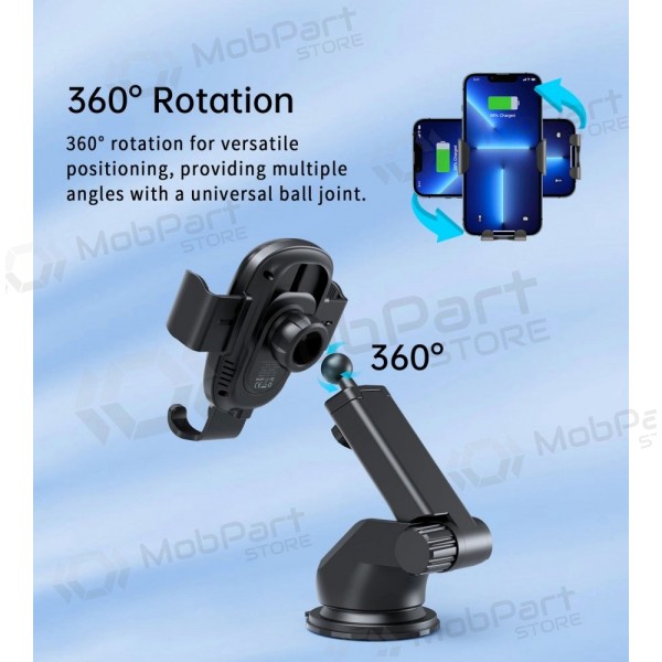 Automobilinis laikiklis-lader Choetech T203-F 15W Gravity Car Charger Holder zwart