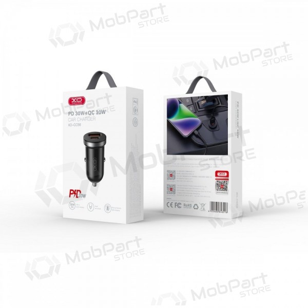Autolader XO CC56 30 W USB-C + USB-A PD QC zwart