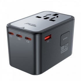 Universeel kelioninis lader Acefast Z1 75W GaN 2xUSB-A/3xUSB-C zwart
