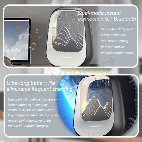 Ontspannende groene bluetooth-luidspreker met RGB-verlichting Relaxing Rain.