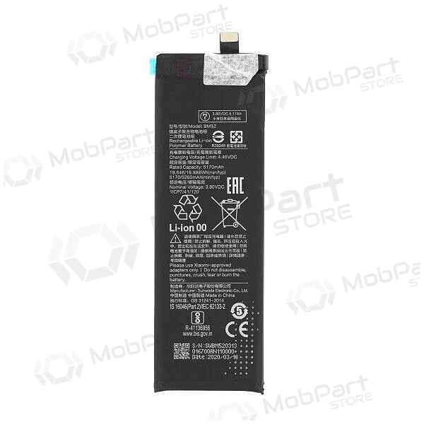 Xiaomi Mi Note 10, Mi Note 10 Lite, Mi Note 10 Pro, CC9 Pro batterij, accu (BM52)