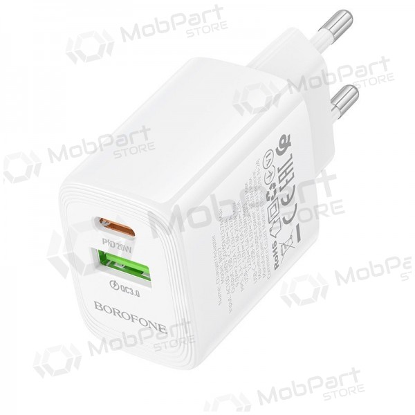 Lader Borofone BN27 20W USB-C/USB-A wit