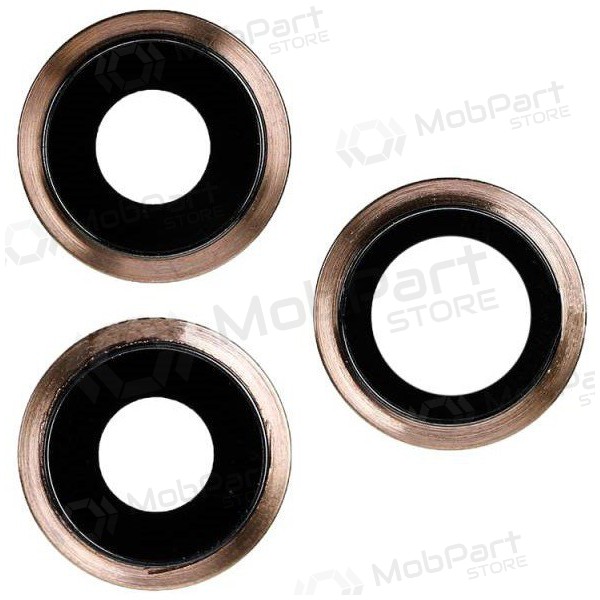 Apple iPhone 11 Pro / 11 Pro Max cameraglaasje (3 stuks) (goud) (met frame)