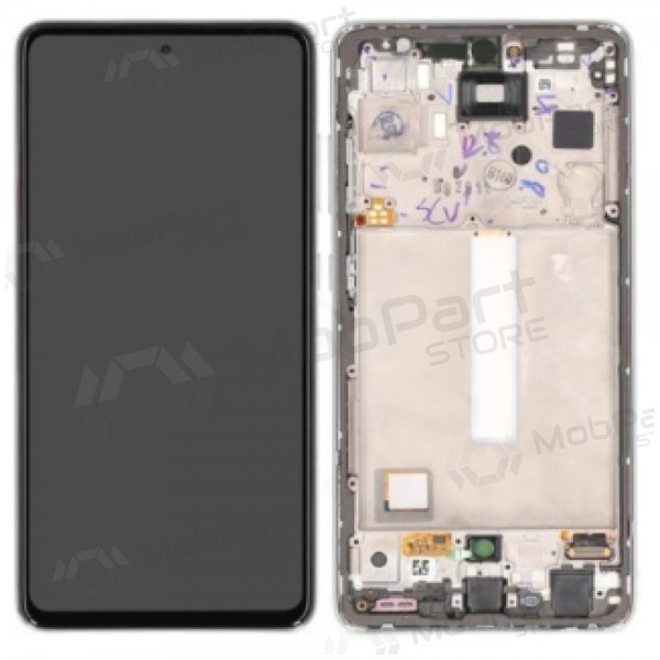 Samsung Galaxy A52s scherm (- baltas) (- su rėmeliu) (- originalus)