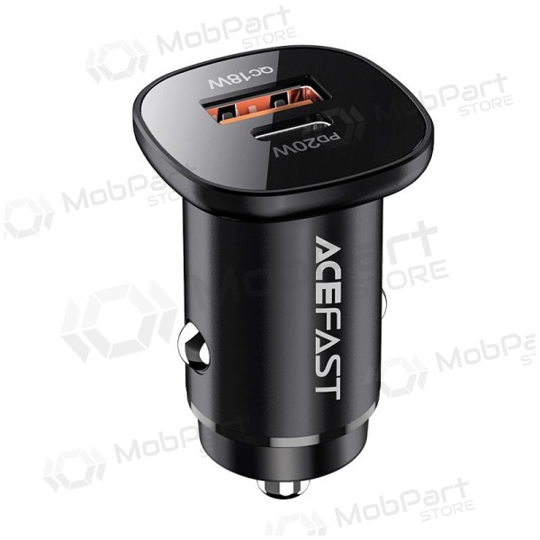 Lader automobilinis Acefast B1 Mini 38W USB-C+USB-A zwart