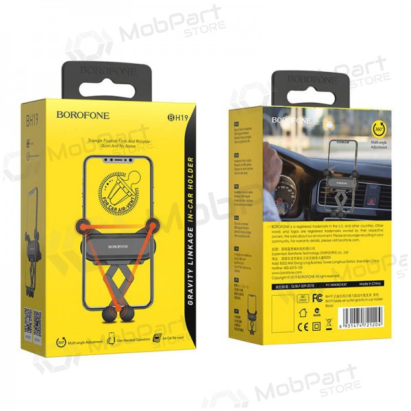 Universele autotelefoonhouder Borofone BH19 voor ventilatieroosters, zwart