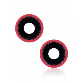 Apple iPhone 13 mini cameraglas (2 stuks) (rood) (met frame)