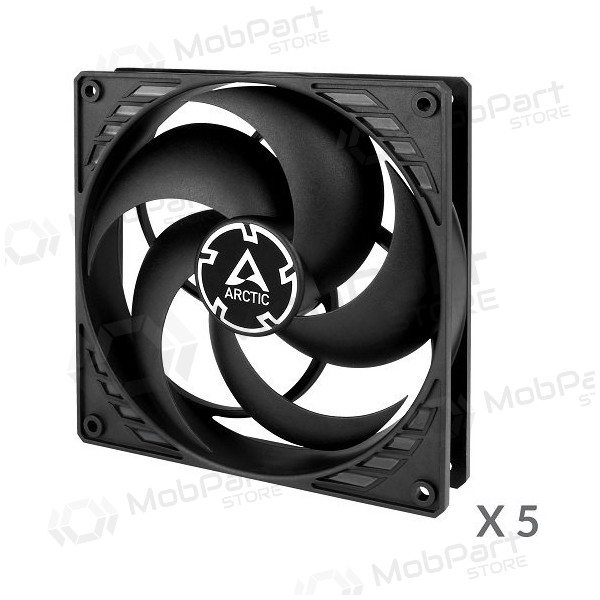 ARCTIC P14 behuizingsventilatoren, 3-pins, 140 mm, zwart, 5 stuks.