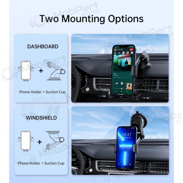 Automobilinis laikiklis-lader Choetech T203-F 15W Gravity Car Charger Holder zwart