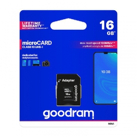 GOODRAM MicroSD 16GB Geheugenkaart (Class 10 UHS-I) + SD Adapter