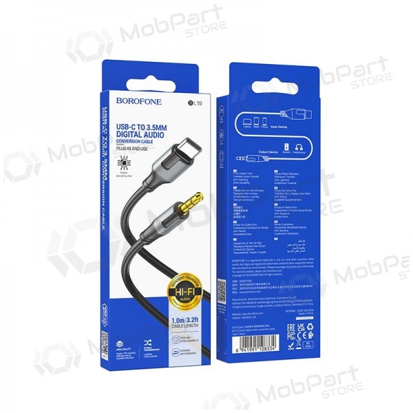 Audio kabel Borofone BL19 USB-C to 3,5mm zwart