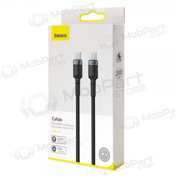 USB kabel Baseus Cafule PD100W Type-C 2.0m grijs-zwart CATKLF-ALG1