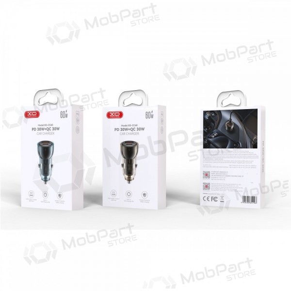 Autolader XO CC60 USB-A/USB-C 60W blauw