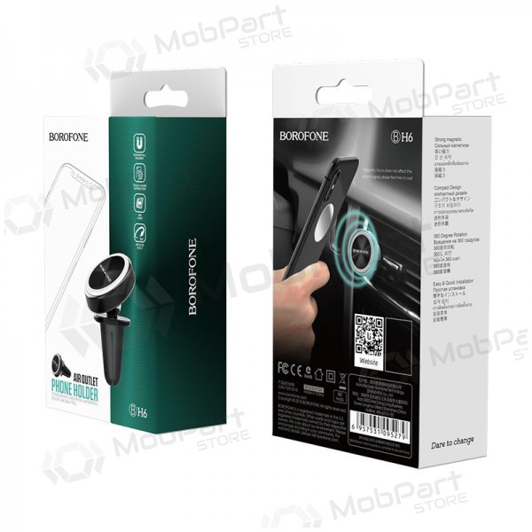 Universele autotelefoonhouder Borofone BH6, magnetisch, voor in het ventilatierooster, zwart