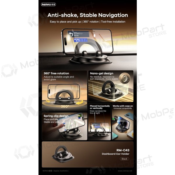 Autotelefoonhouder Remax RM-C43 (dashboard) zwart
