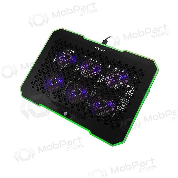 Laptop koelstandaard HISMART, met 6 RGB ventilatoren, 5 standen