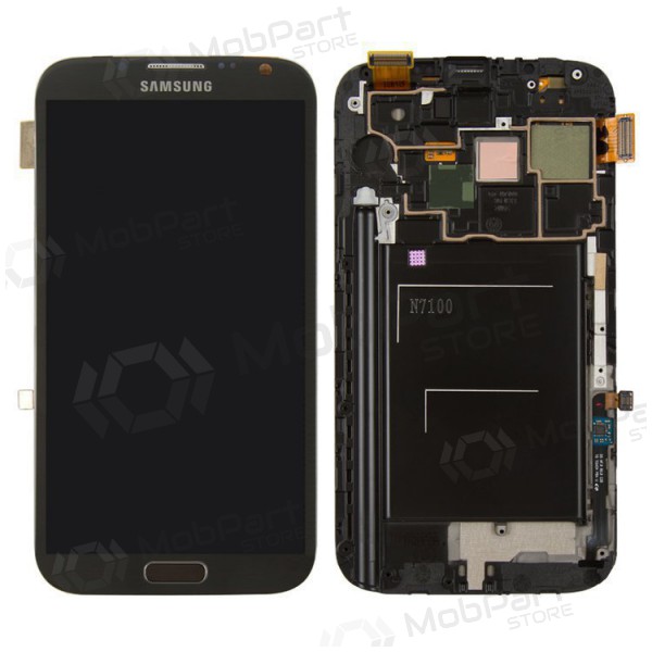Samsung Galaxy Note 2 scherm (zwart) (met frame) (origineel)