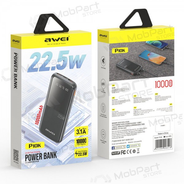 Powerbank Awei P10K 22.5W 10000mAh zwart