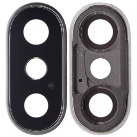 Apple iPhone X cameraglas (zilver) (met frame)