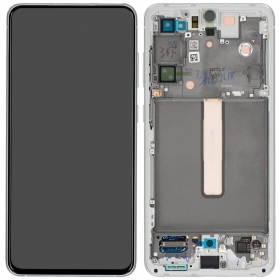 Samsung Galaxy S21 FE 5G scherm - baltas - su rėmeliu - originalus