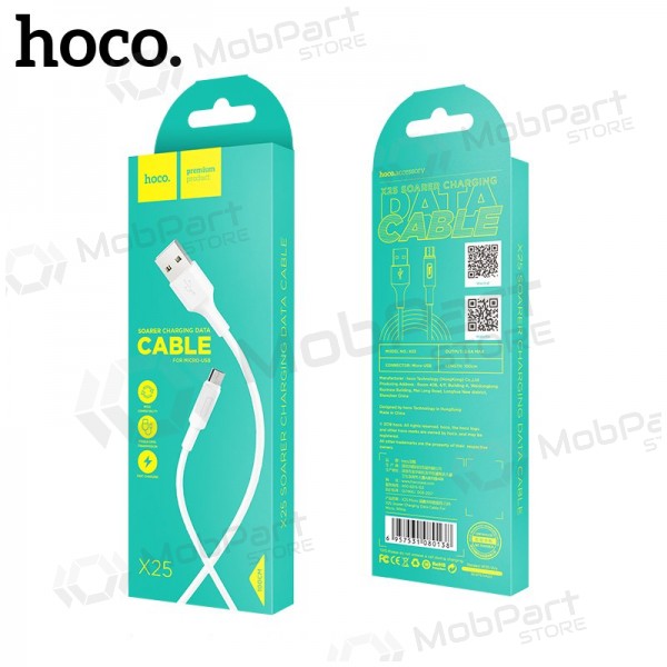 HOCO X25 USB-kabel micro-USB 1.0m wit